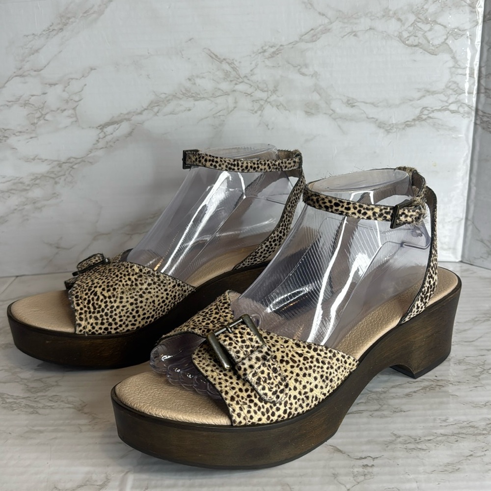 Matisse Women's‎ Dutch Leopard Print Platform Sandals Ankle Strap Size 9M